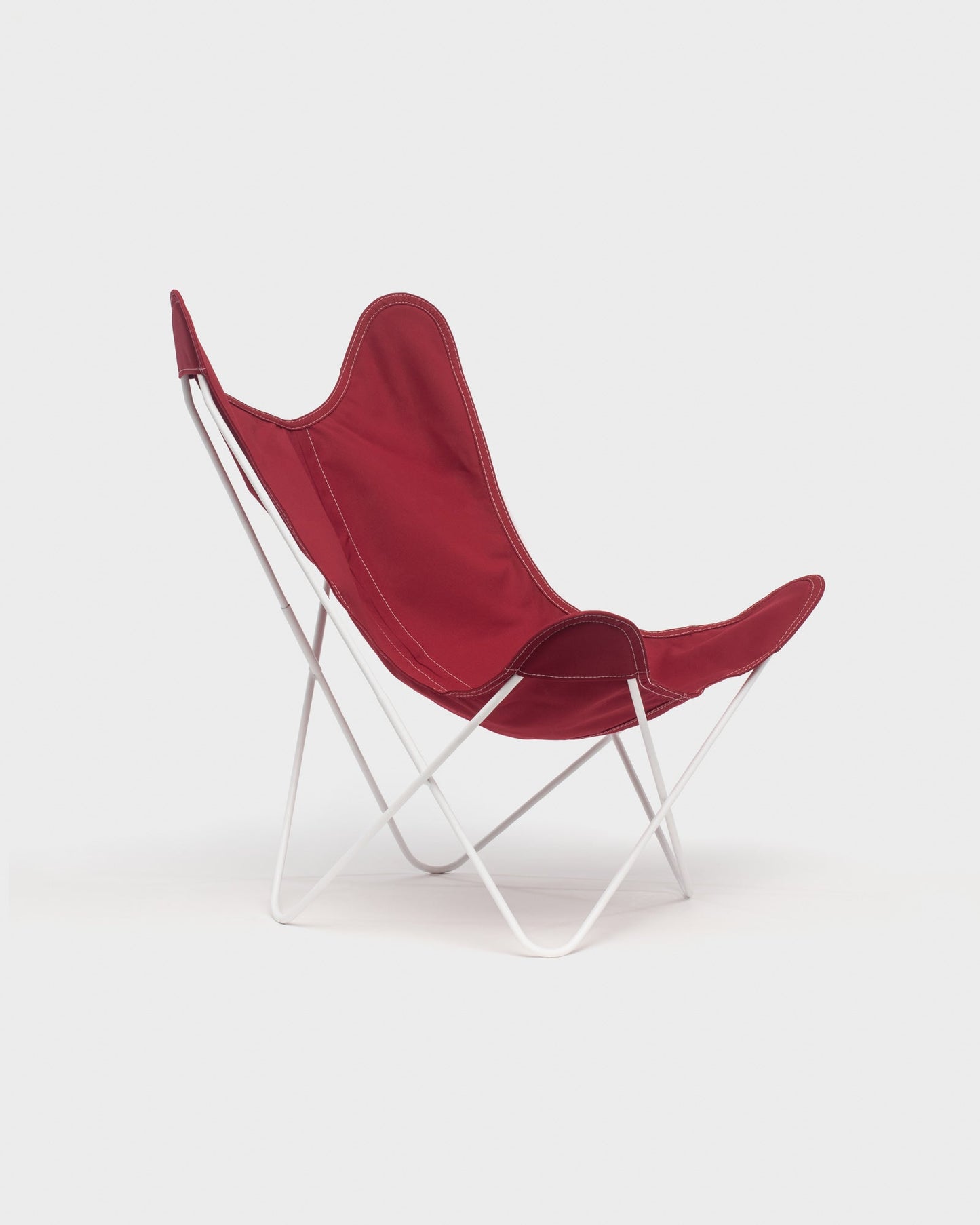 Fauteuil Papillon coton Framboise Structure Blanche - Vue 3/4