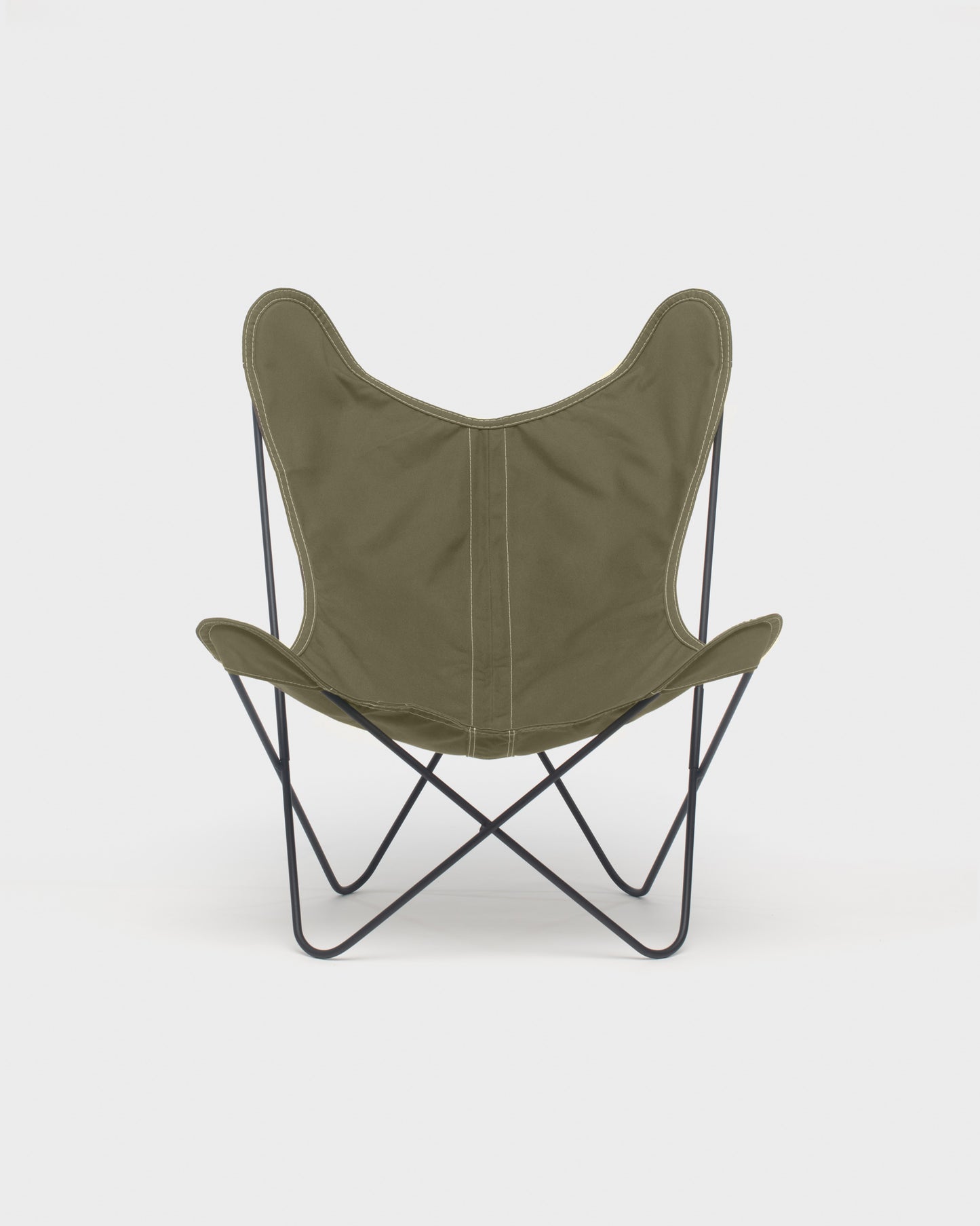 Fauteuil Papillon Coton gris kaki Structure noire - Vue de face