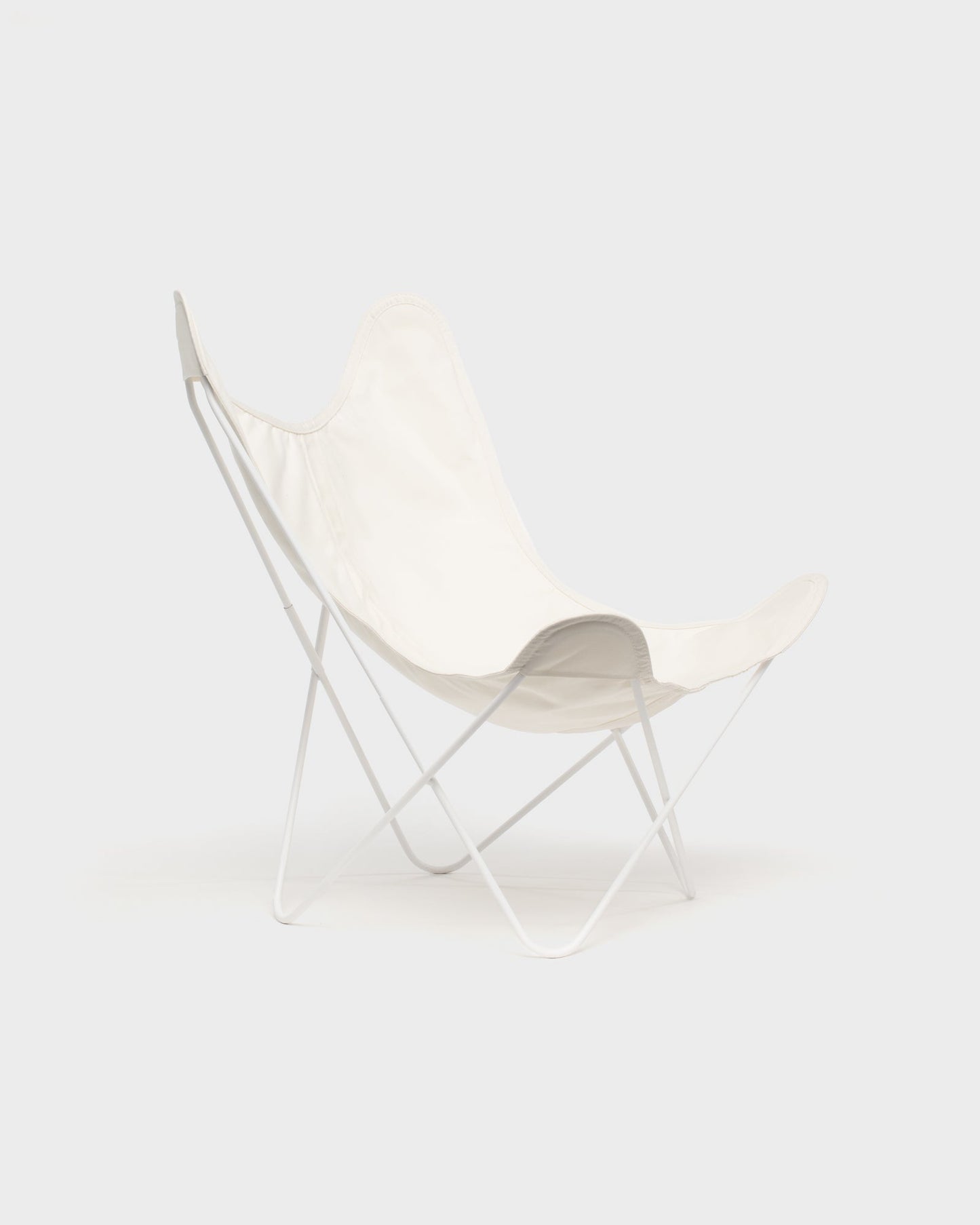 Fauteuil Papillon coton Ivoire Structure Blanche - Vue 3/4