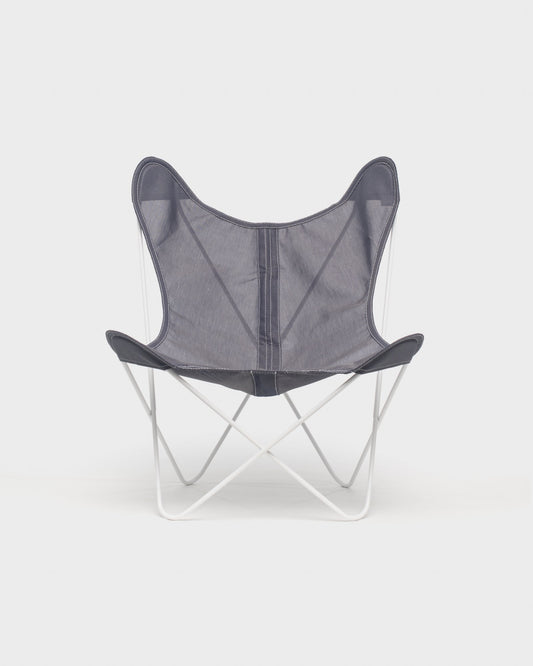 Fauteuil AA Butterfly Batyline Ardoise Structure Blanche - Vue de face