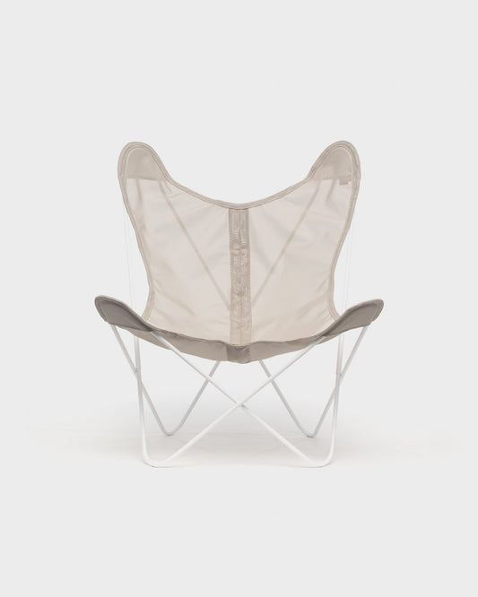 Fauteuil AA Butterfly Batyline Taupe Structure Blanche - Vue de face