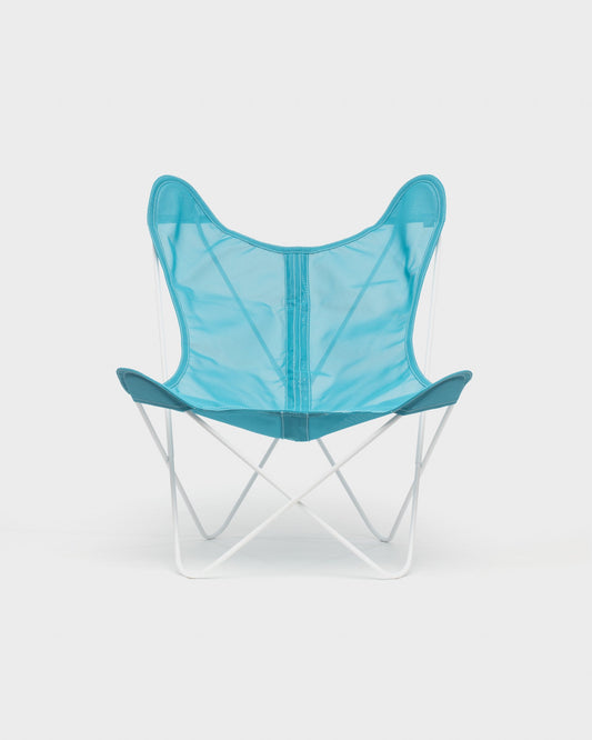Fauteuil AA Butterfly Batyline Turquoise Structure Blanche - Vue de face