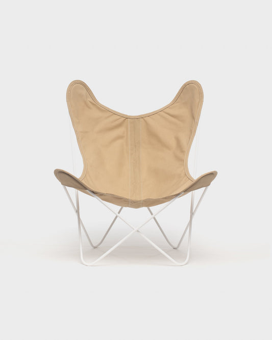 Fauteuil AA Butterfly Coton Beige Gres Structure Blanche - Vue de face