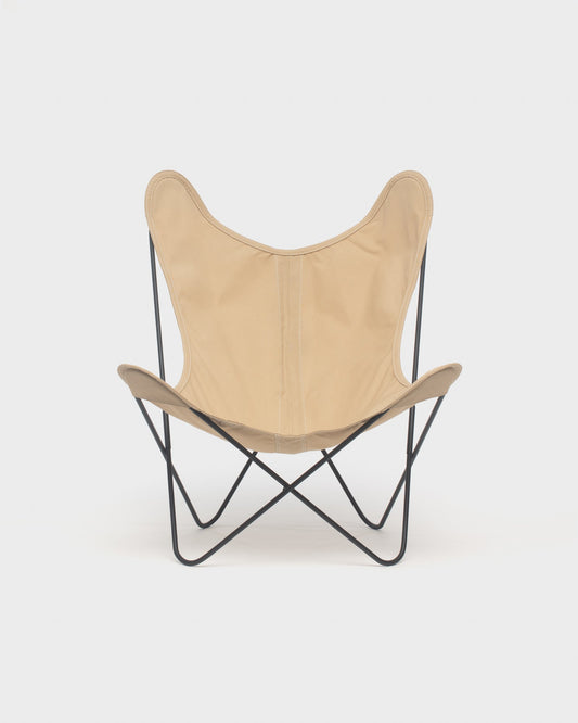 Fauteuil AA Butterfly Coton Beige Gres Structure Noire - Vue de face