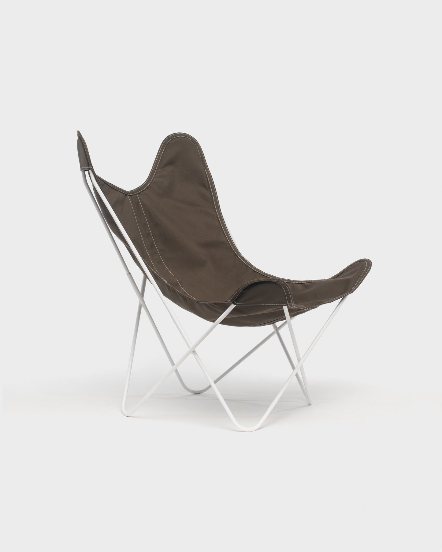 Fauteuil AA Butterfly coton Taupe Structure Blanche - Vue 3/4