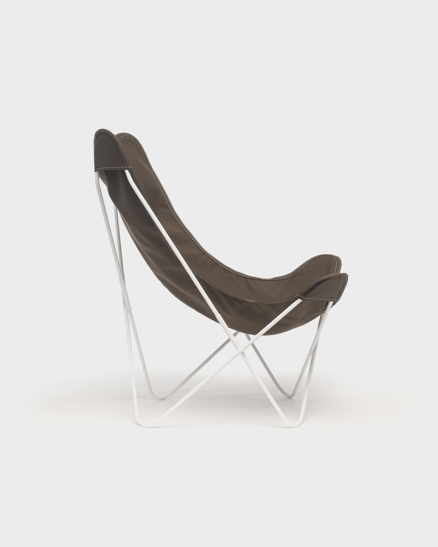 Fauteuil AA Butterfly Coton Taupe Structure Blanche - Vue de face