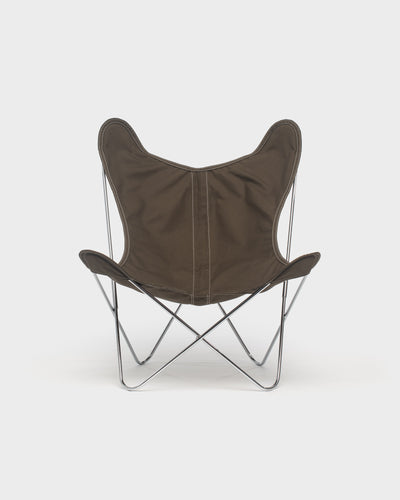 Fauteuil AA Butterfly© - Coton Kaki brun - Structure inox