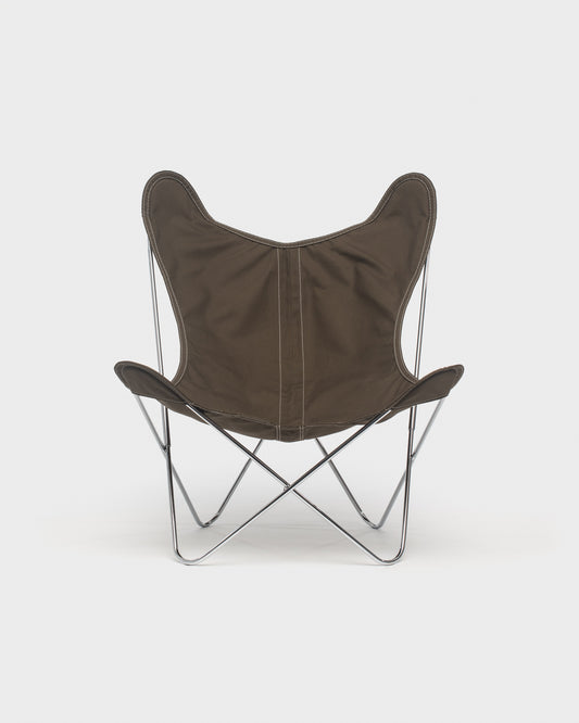 Fauteuil AA Butterfly© - Coton Kaki brun - Structure inox