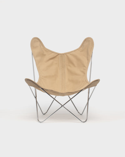 Fauteuil AA Butterfly© - Coton Beige Grès - Structure inox
