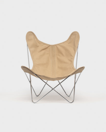 Fauteuil AA Butterfly© - Coton Beige Grès - Structure inox