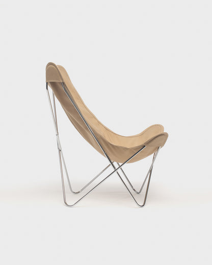 Fauteuil AA Butterfly© - Coton Beige Grès - Structure inox