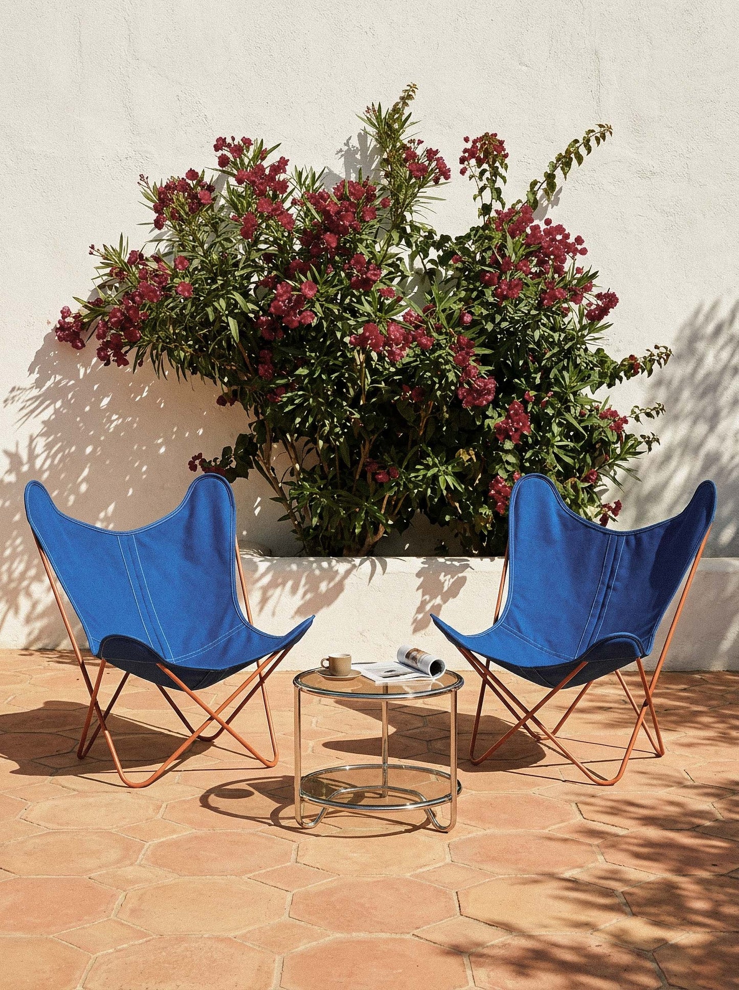 Fauteuil AA Butterfly© - Coton Ciel - Structure Terracotta
