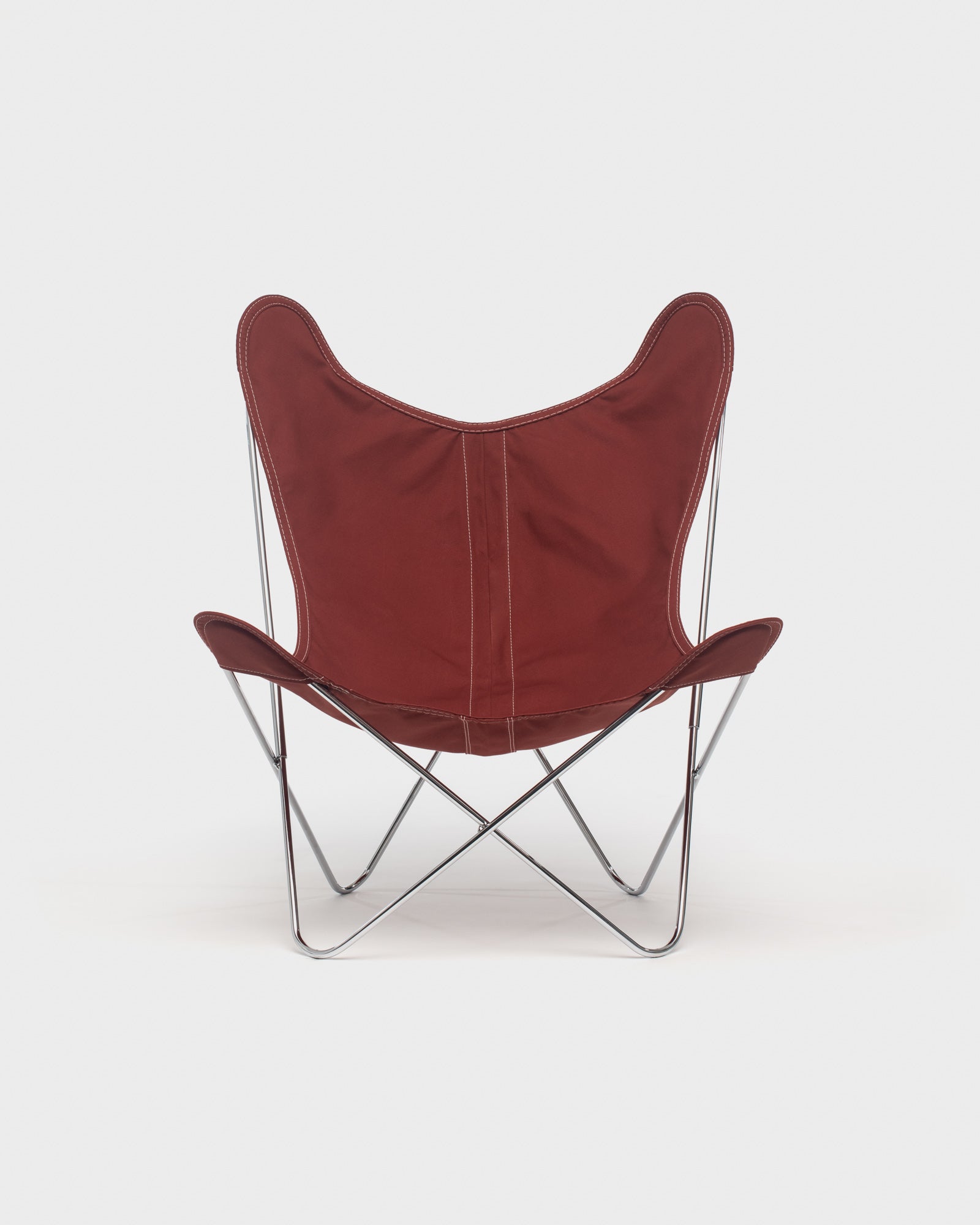 Fauteuil iconique Butterfly - Coton Terracotta et structure inox - Vue de face