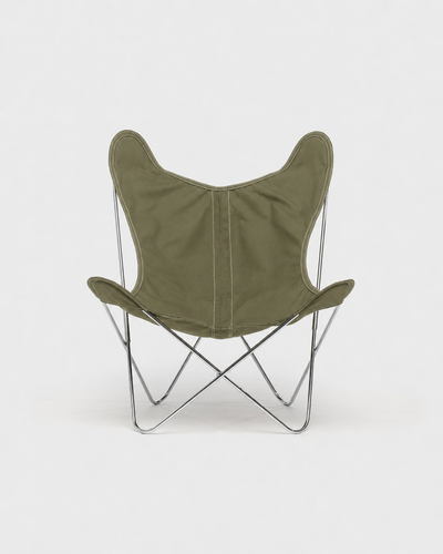 Fauteuil AA Butterfly© - Coton Kaki - Structure inox