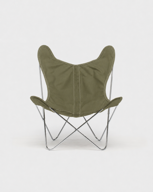 Fauteuil AA Butterfly© - Coton Kaki - Structure inox