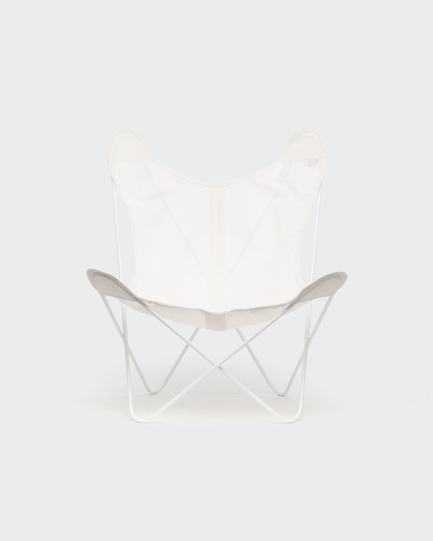 Fauteuil Papillon Batyline Ivoire Structure Blanche - Vue de face