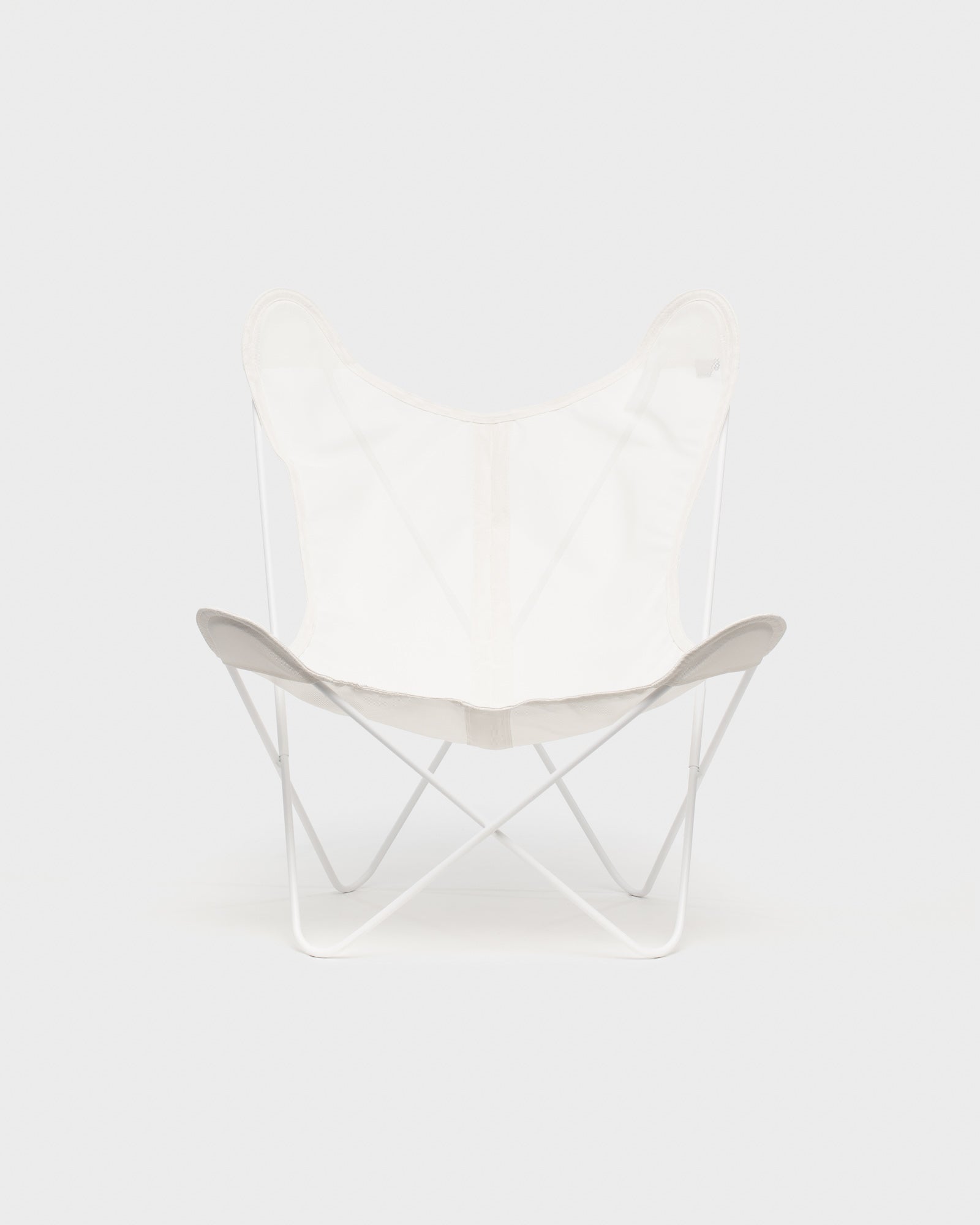 Fauteuil Papillon Batyline Ivoire Structure Blanche - Vue de face