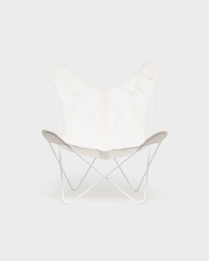 Fauteuil Papillon Batyline Ivoire Structure Blanche - Vue de face