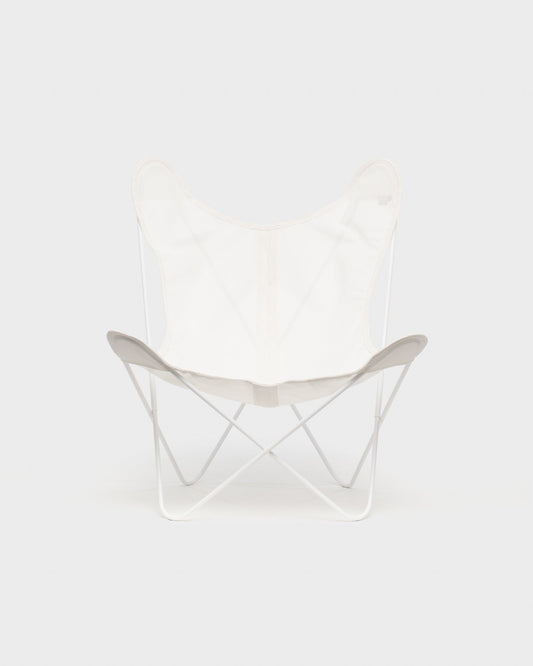 Fauteuil Papillon Batyline Ivoire Structure Blanche - Vue de face
