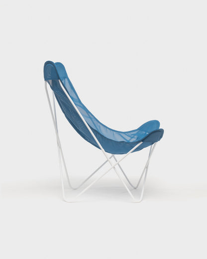 Fauteuil Papillon batyline Bleu Jean Structure Blanche - Vue de profil