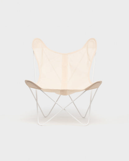Fauteuil Papillon Batyline Saumon Structure Blanche - Vue de face