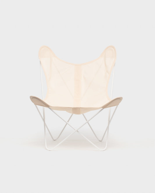 Fauteuil Papillon Batyline Saumon Structure Blanche - Vue de face