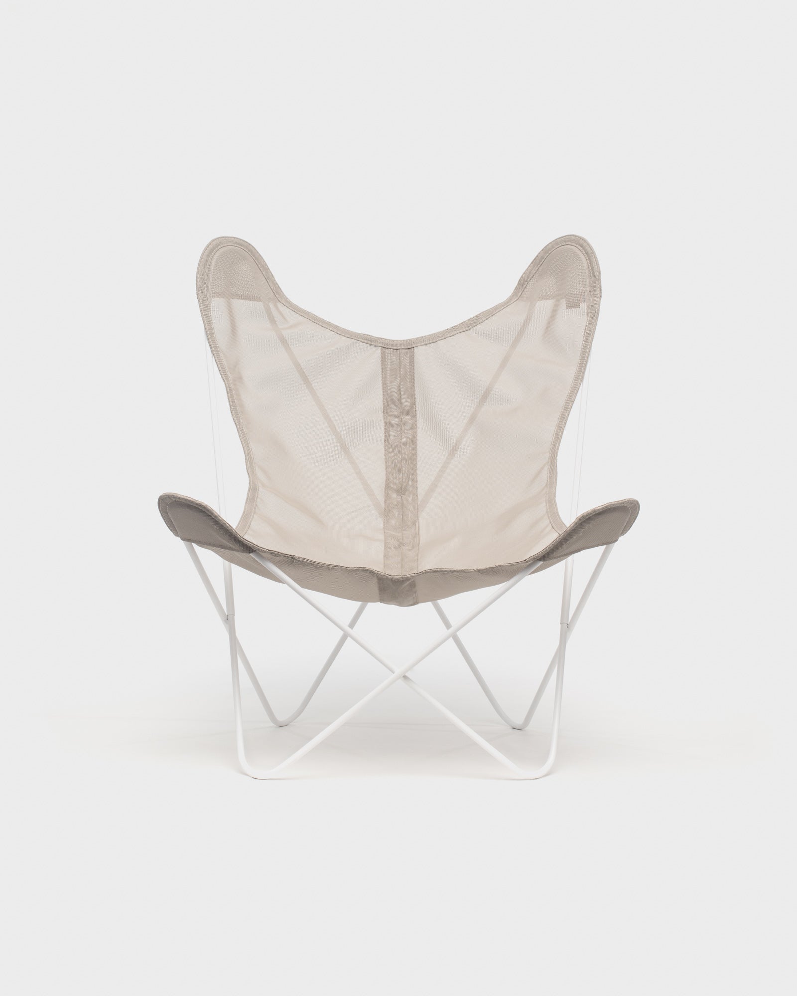 Fauteuil Papillon Batyline Taupe Structure Blanche - Vue de face