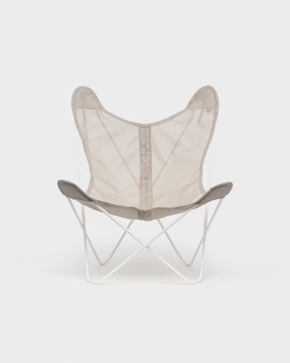 Fauteuil Papillon Batyline Taupe Structure Blanche - Vue de face