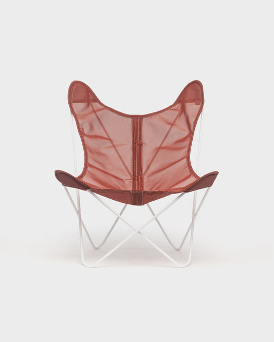 Fauteuil Papillon Batyline Terracotta Structure Blanche - Vue de face