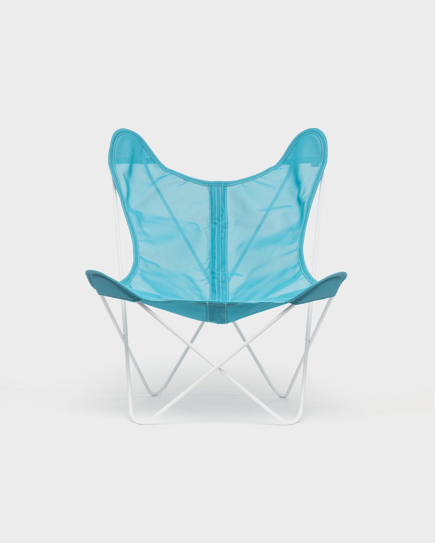 Fauteuil Papillon Batyline Turquoise Structure Blanche - Vue de face