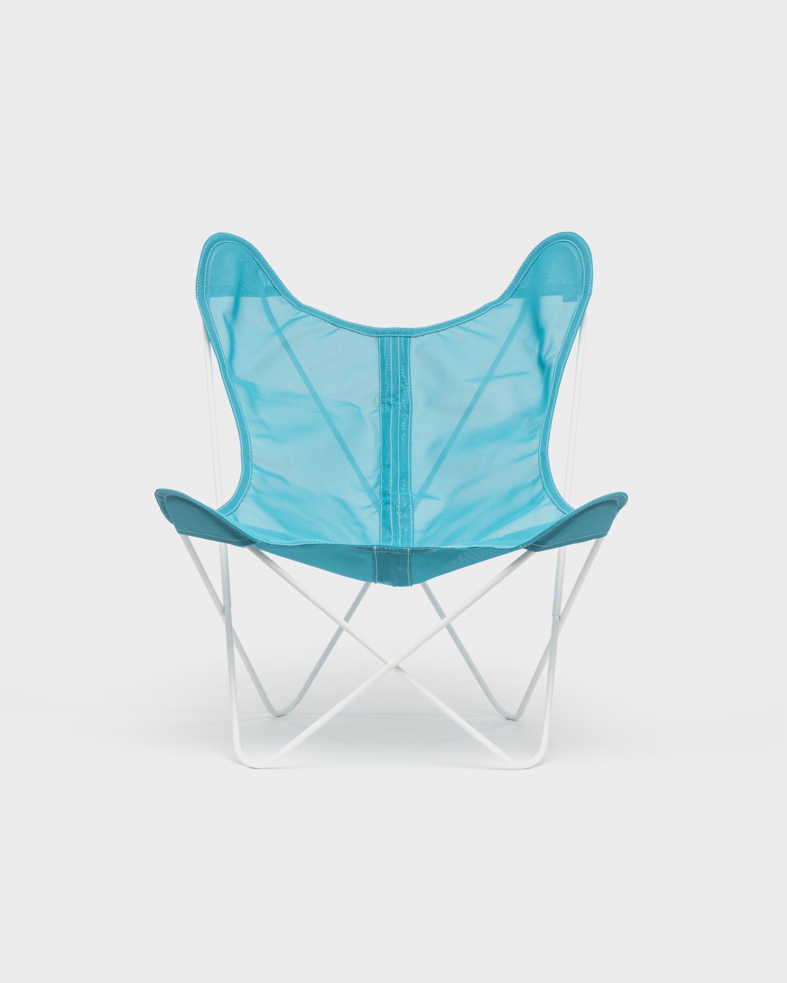 Fauteuil Papillon Batyline Turquoise Structure Blanche - Vue de face
