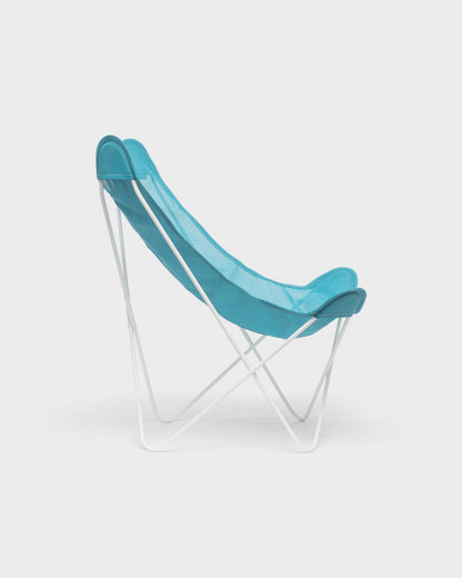 Fauteuil Papillon batyline Turquoise Structure Blanche - Vue de profil