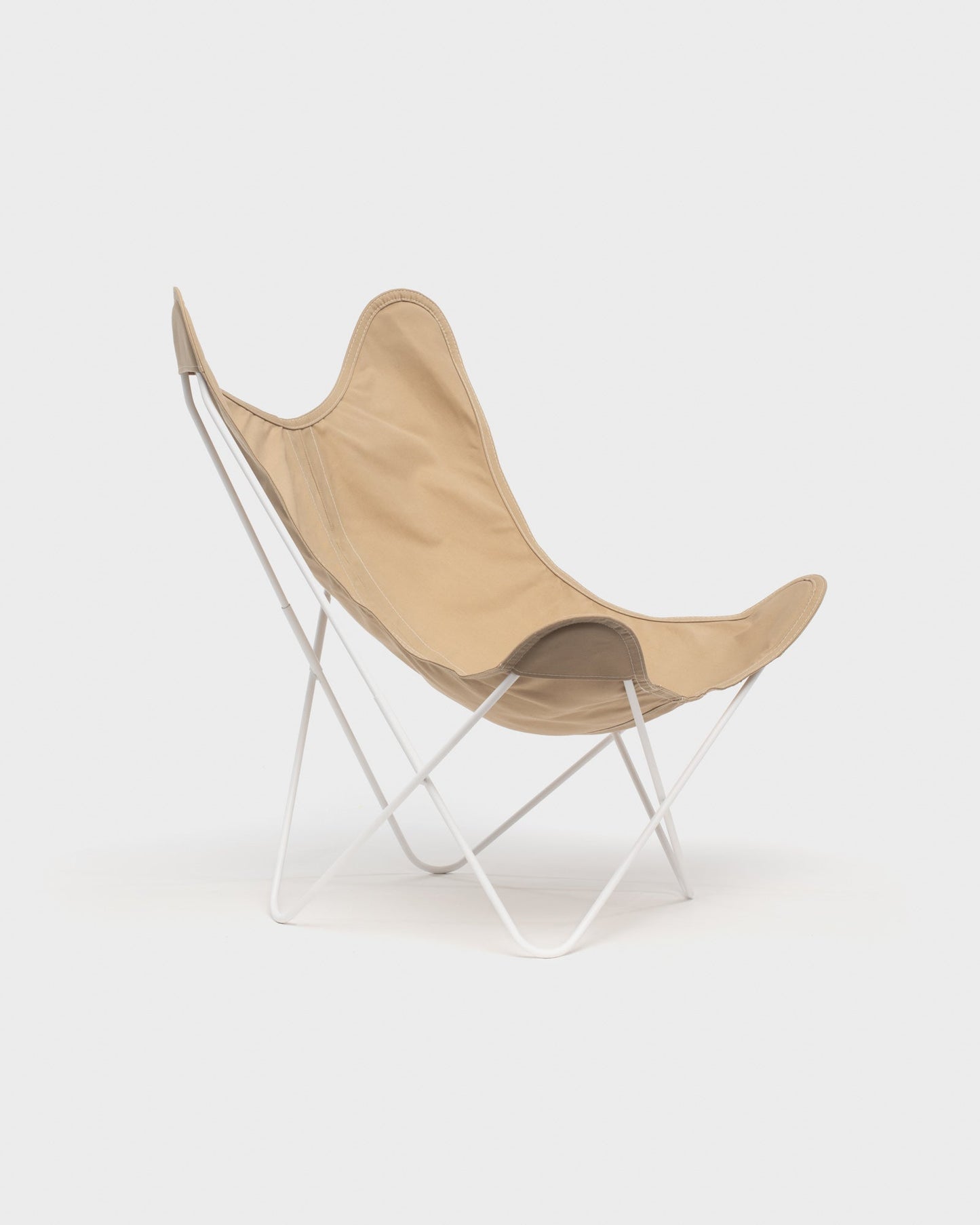 Fauteuil Papillon coton Beige Gres Structure Blanche - Vue 3/4