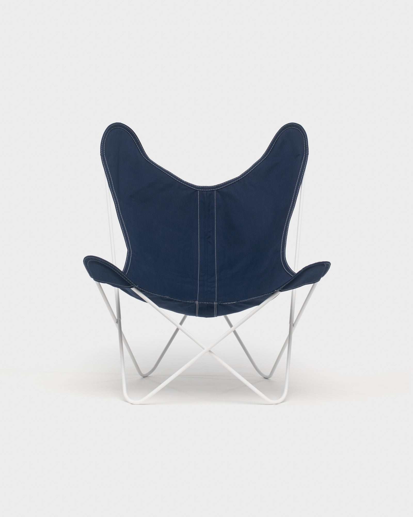 Fauteuil Papillon Coton Encre Structure Blanche - Vue de face