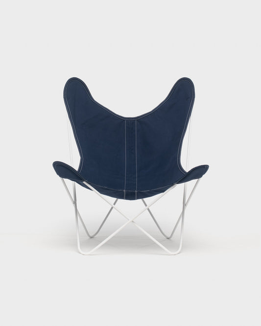 Fauteuil Papillon Coton Encre Structure Blanche - Vue de face