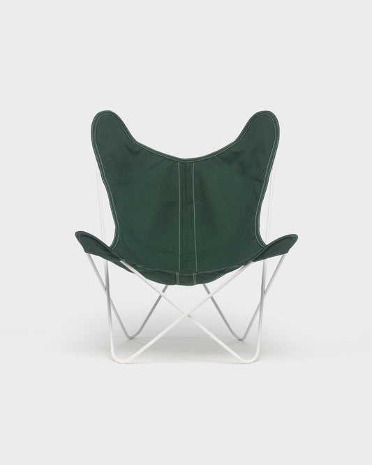 Fauteuil Papillon Coton Foret Structure Blanche - Vue de face