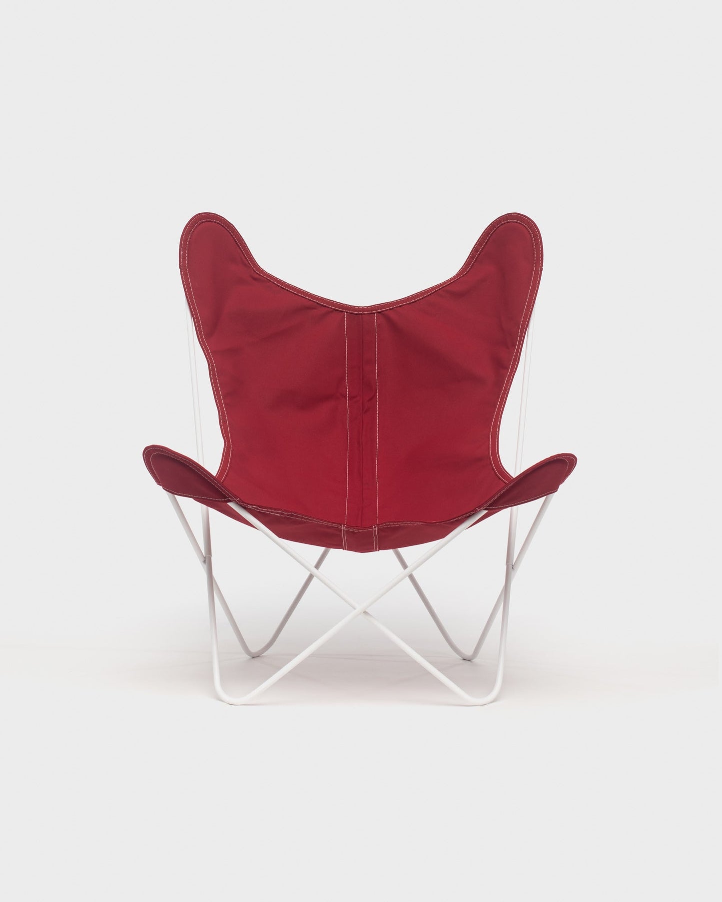 Fauteuil Papillon Coton Framboise Structure Blanche - Vue de face
