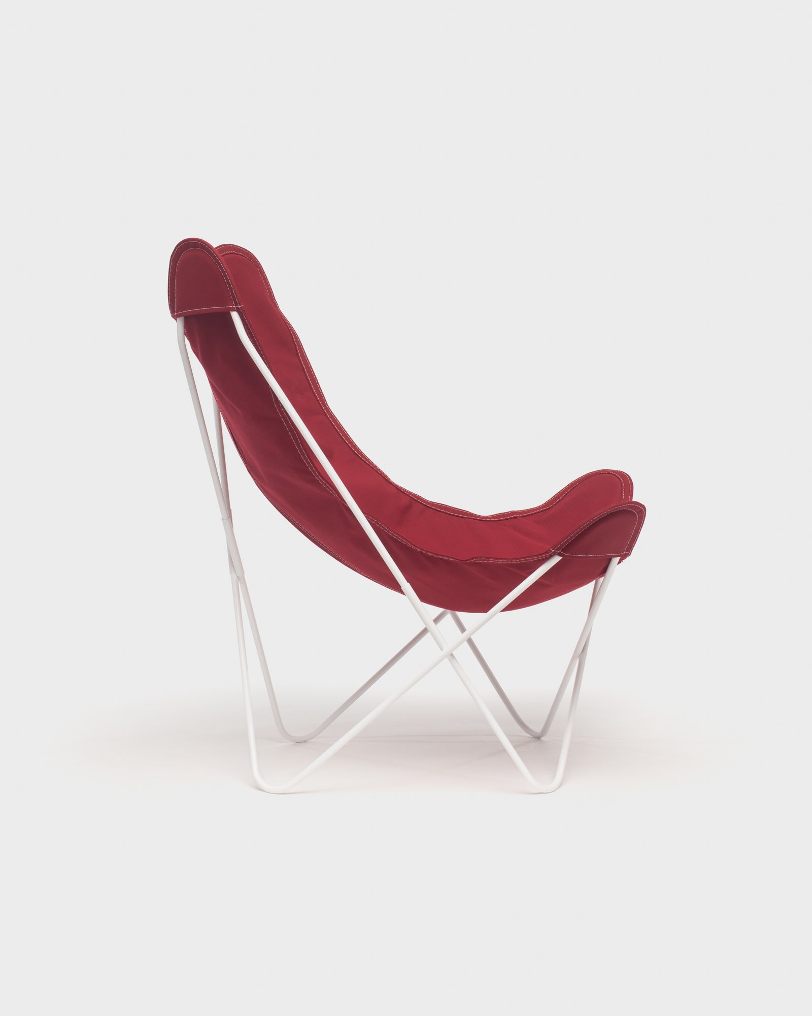 Fauteuil Papillon coton Framboise Structure Blanche - Vue de profil
