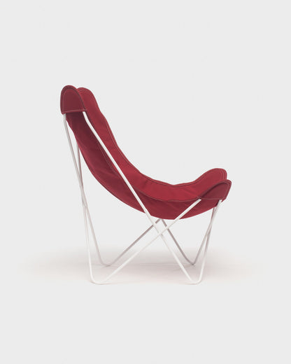Fauteuil Papillon coton Framboise Structure Blanche - Vue de profil