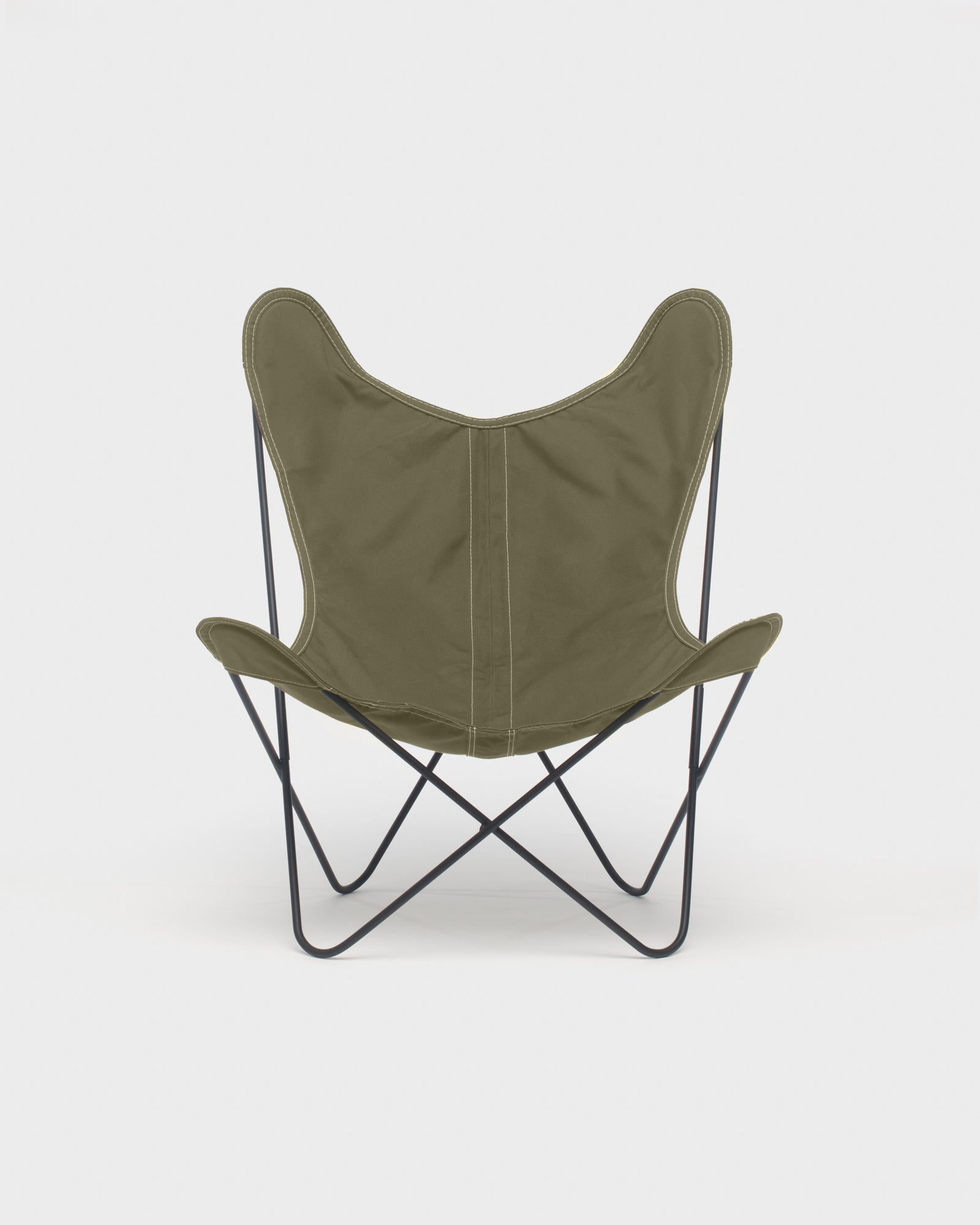 Fauteuil Papillon Coton gris kaki Structure noire - Vue de face