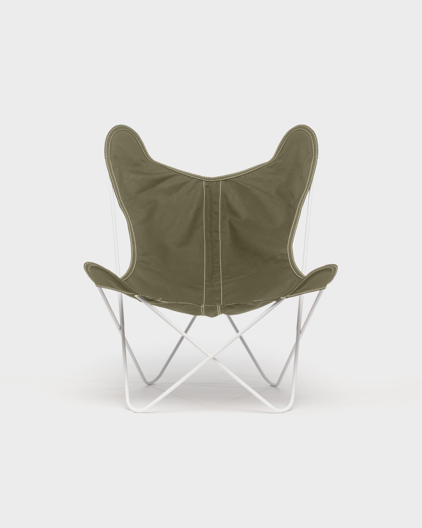 Fauteuil Papillon Coton gris kaki Structure Blanche - Vue de face