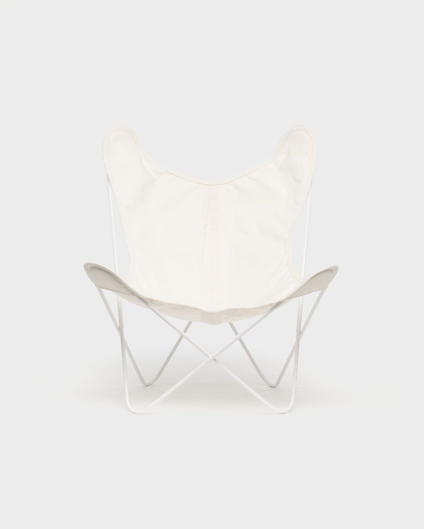 Fauteuil Papillon Coton Ivoire Structure Blanche - Vue de face