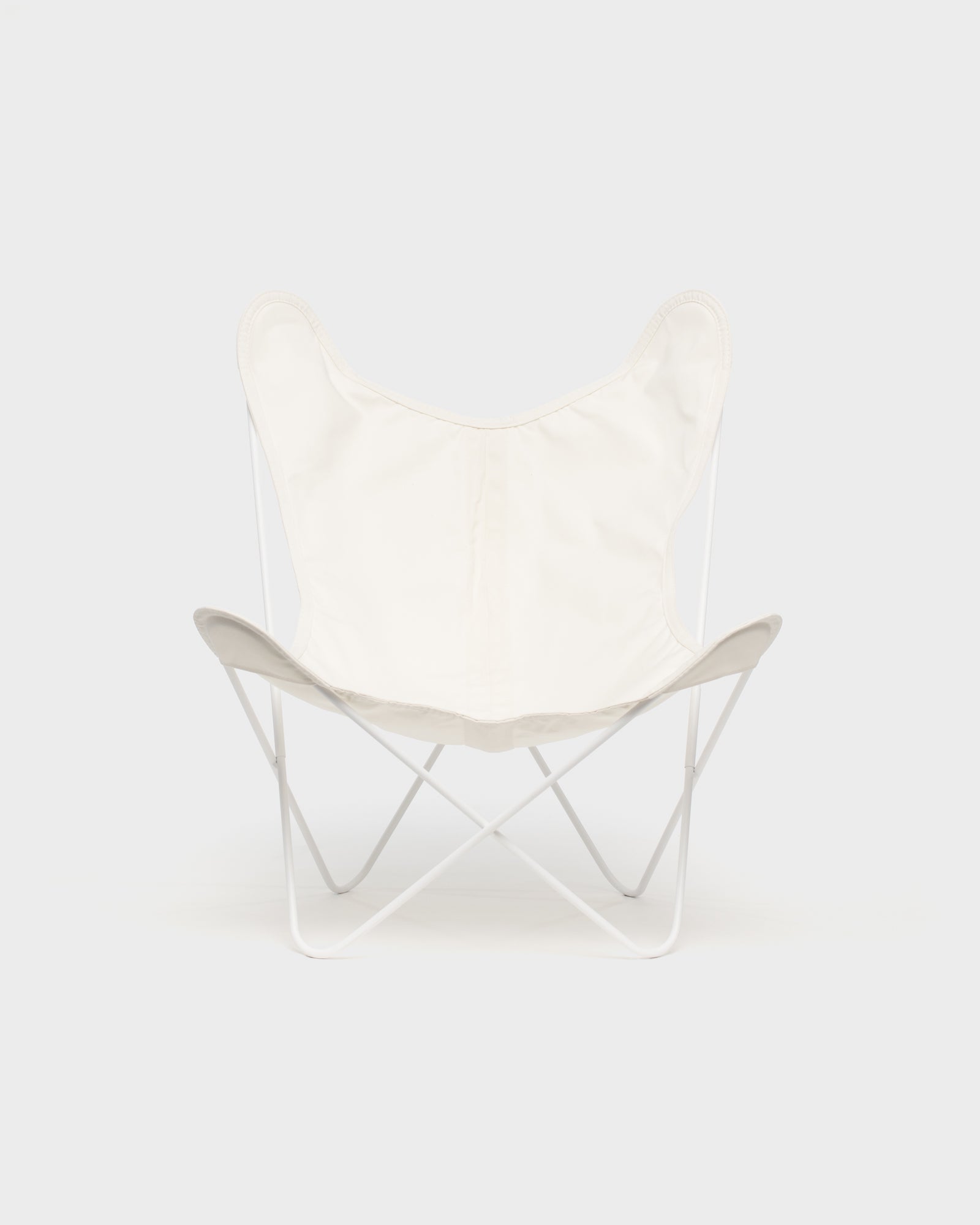 Fauteuil Papillon Coton Ivoire Structure Blanche - Vue de face