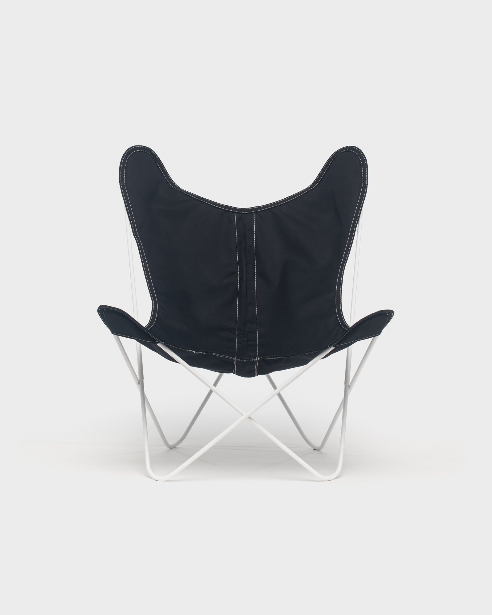 Fauteuil papillon Coton Noir Structure Blanche - Vue de face