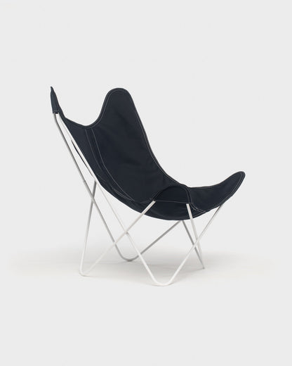 Fauteuil papillon coton Noir Structure Blanche - Vue 3/4