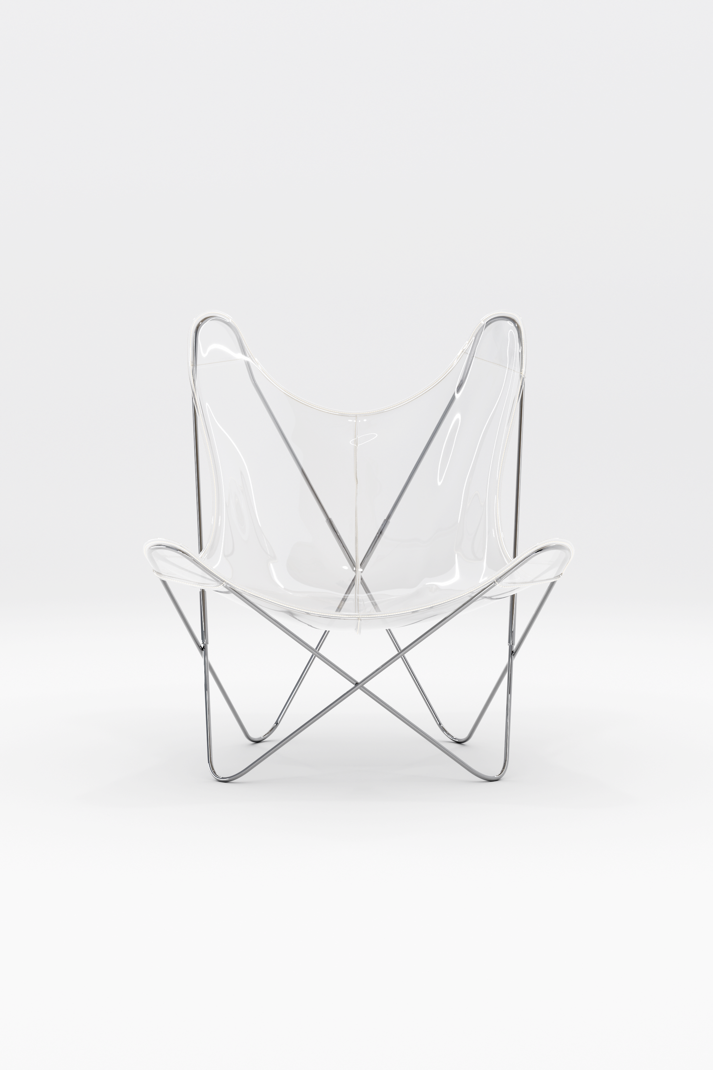 Fauteuil AA transparent, structure inox, fabrication française
