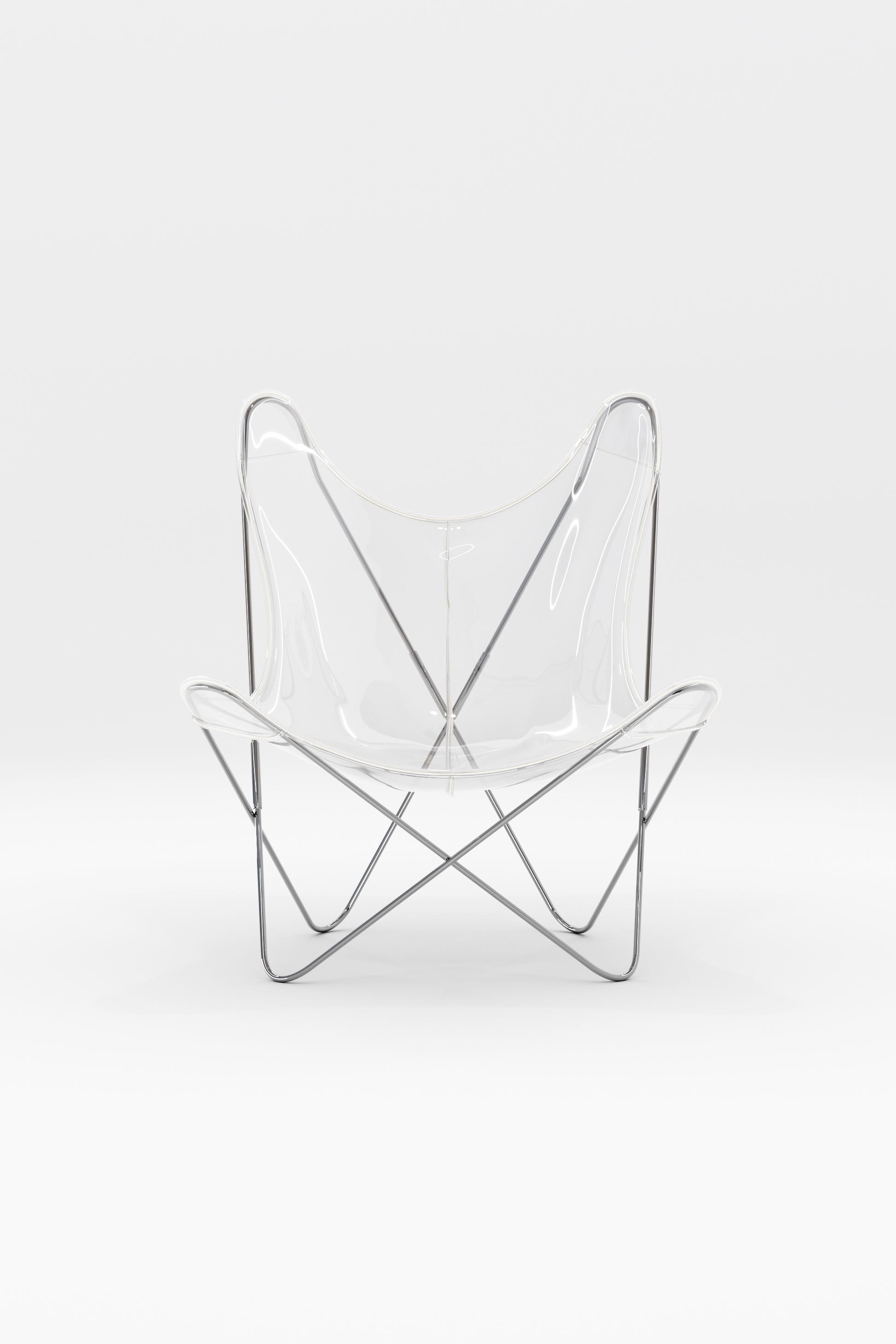 Fauteuil AA transparent, structure inox, fabrication française