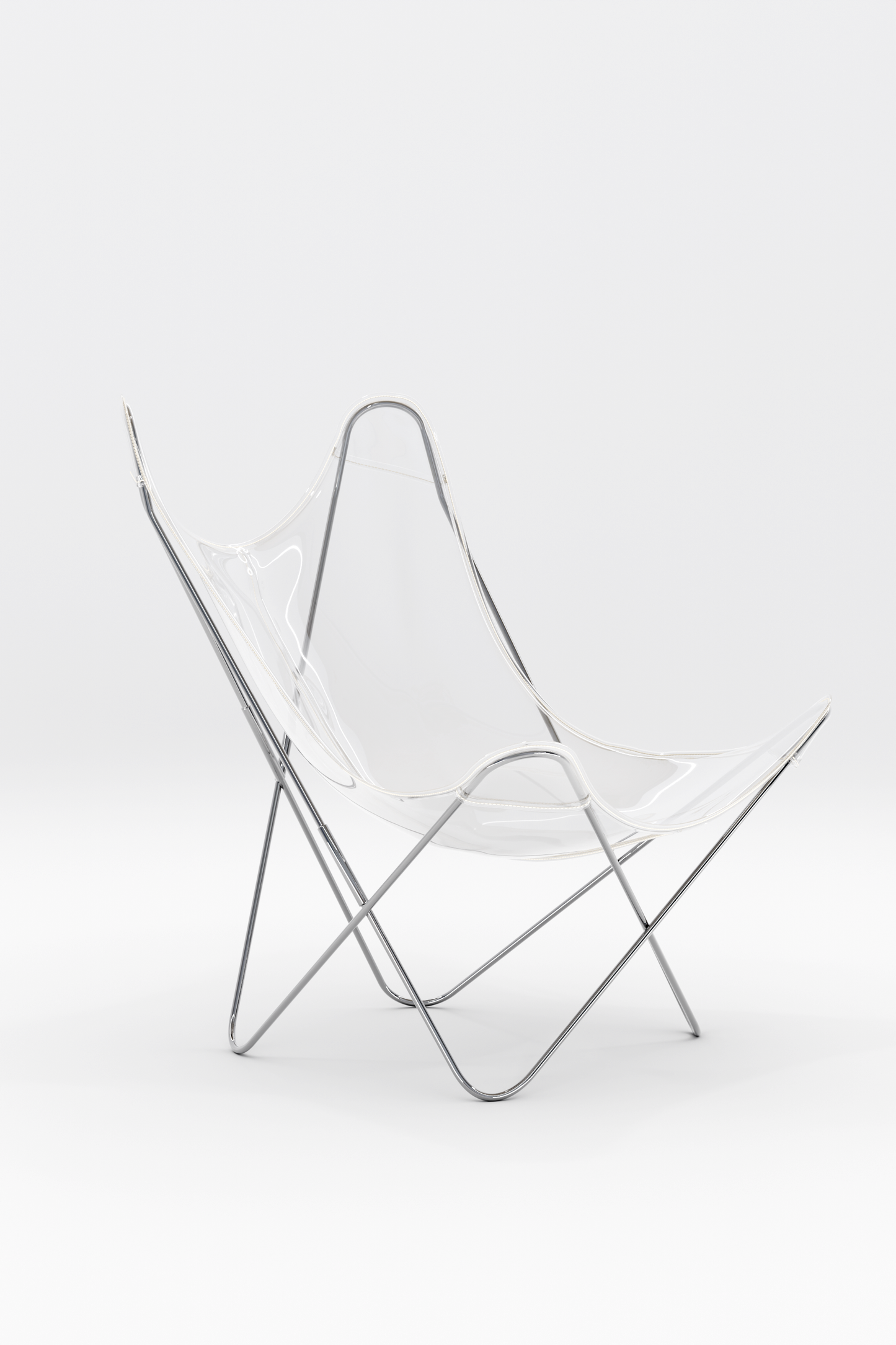 Fauteuil AA transparent, structure inox marin, manufacture française