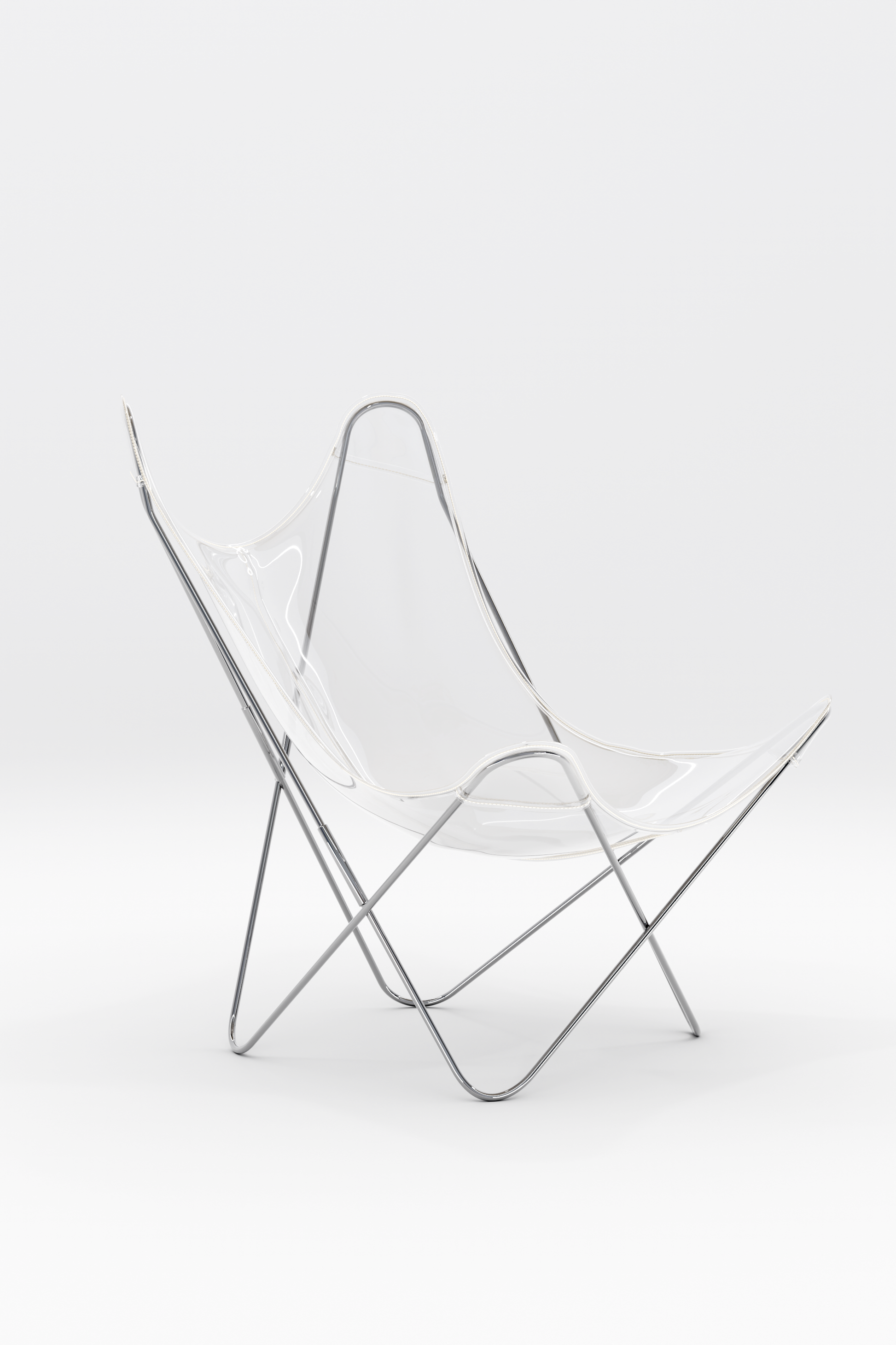 Fauteuil AA transparent, structure inox marin, manufacture française