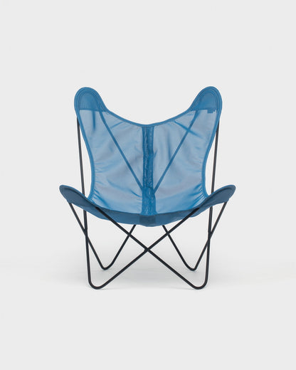 Fauteuil Butterfly Batyline Bleu Jean Structure Noire - Vue de face